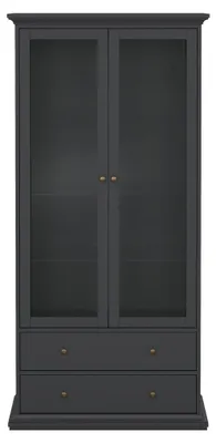 Image de CALICOSY - Vitrine 2 portes vitrées et 2 tiroirs L96,2 cm - SOFIA