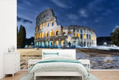 Produktbild von MuchoWow® Fototapete für Wohnzimmer oder Schlafzimmer Wandtapete Vinyl Motivtapete Rom - Italien - Kolosseum - Nacht - 390x260 cm - Papiertapete