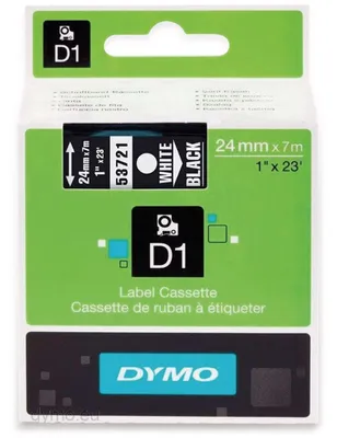 Immagine prodotto di Dymo D1 - Etiketten - Weiß auf Schwarz - Rolle (2,4 cm x 7 m) - 1 Rolle(n) (S0721010/53721)