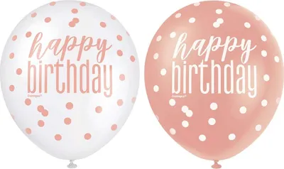 Obrázok produktu pre 6 Luftballons roségold Happy Birthday