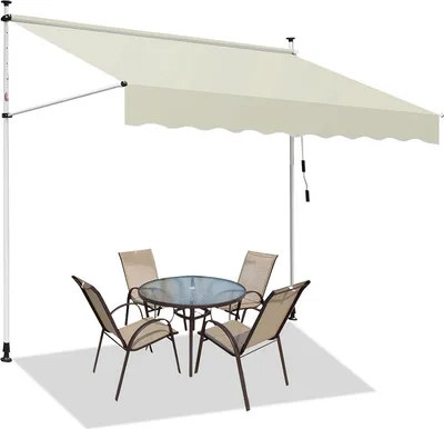 Produktbild von Jiubiaz Markise Klemmmarkise Einziehbar Sonnenmarkise Sonnenschutz Balkon ohne Bohren 350x120cm
