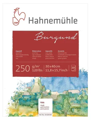 Produktbild von Hahnemühle Burgund Aquarellblock - 250 g/m² - rau - 30 x 40 cm - 20 Blatt