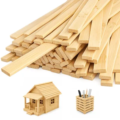 Imagen del producto de Palitos de madera para manualidades, 100 unidades, 9 x 3 mm, madera natural, material para manualidades