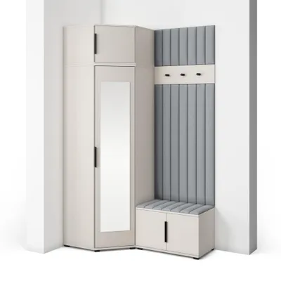 Produktbild von Garderoben-Set Napoli Version 22: Kleiderschrank mit Polsterpaneelen, Schuhschrank Flur und Eingangsbereich (Cashmere/Trinity 14)