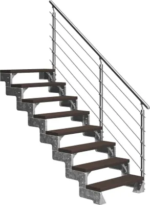 Produktbild von Dolle Außentreppe Gardentop 144-176cm Geschosshöhe mit Trimax dunkelbraun 100cm breit mit Prova-Geländer