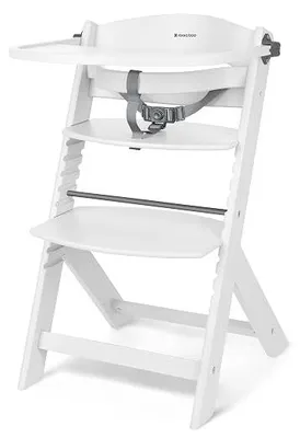 Imagen del producto de Silla alta de madera KikkaBoo NORDY para bebés, silla infantil ajustable hasta 35 kg, hecha de haya, con bandeja extraíble, reposapiés y asiento ajustables, barra de seguridad, cinturón de 3 puntos y diseño ergonómico. Color: blanco