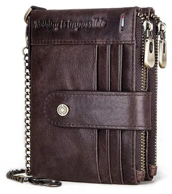 Image de Portefeuille en cuir véritable pour hommes, avec protection RFID