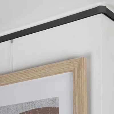 Produktbild von STAS Bilderschiene Komplett-Set - Minirail - 150cm - 25kg/m - Schwarz - Wandregal - Galerieschiene - Zum Aufhängen von Bildern ohne Bohren