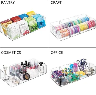 Produktbild von Küchenorganizer - praktische Plastikbox - ideal für Tee, Kaffee, Gewürze und Lebensmittel - mit Griff - 8-Taschen-Box
