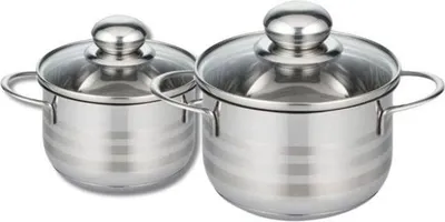 Produktbild von Kochtopf Set 2-teilig, FACKELMANN Elo Brillant, Edelstahl, PFAS-frei, 12 und 14 cm