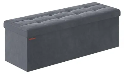 Produktbild von Aufbewahrungsbank mit Samtsitz, 131 L, MDF, 300 kg, Schiefergrau