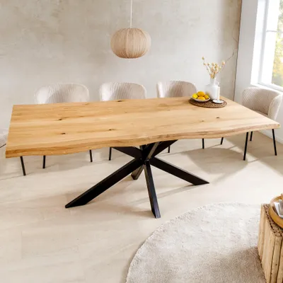 Produktbild von riess-ambiente Esstisch WILD OAK 200cm natur schwarz Wildeiche Metall Baumkante Sterngestell 8 Personen