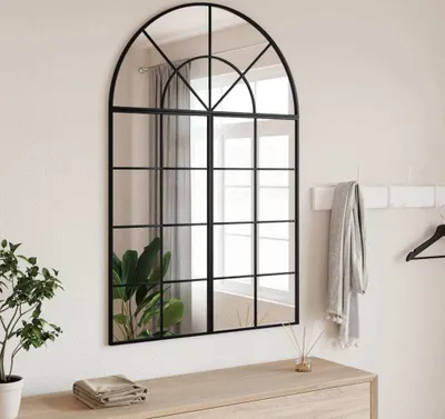 Zdjęcie produktu dla vidaXL Lustro ścienne czarne 80x120 cm Krzywe żelazo