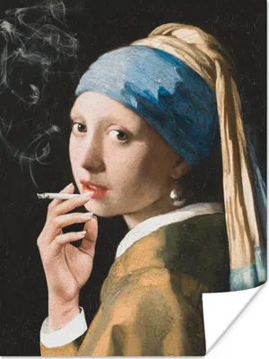 Produktbild von MuchoWow® Poster Das Mädchen mit dem Perlenohrring - Vermeer - Rauchen 60x80 cm - Schlafzimmer Dekoration