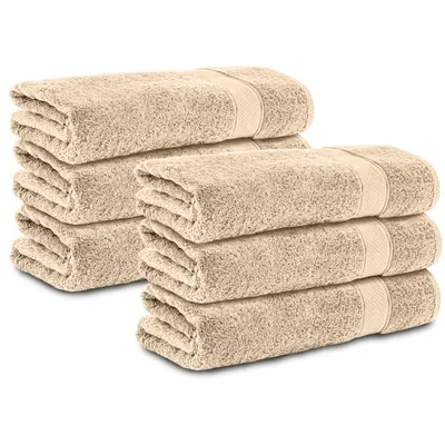 Produktbild von Komfortec 6er Handtücher 50x100 cm Set aus 100% Baumwolle, 470g/m², Frottee, Weich, Beige