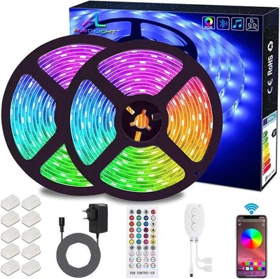 Obrázek produktu pro Sada LED pásků 10 m, RGB, vodotěsná, IP65, s Bluetooth dálkovým ovladačem a 24 tlačítky