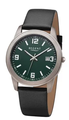 Produktbild von Regent Herren Uhr Lederarmband Leder Armbanduhr Analog schwarz URF1448