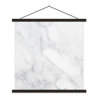 Produktbild von MuchoWow® Textilposter Marmor - Weiß - Grau - Luxus - Marmoroptik - Stein 60x60 cm mit schwarzem Rahmen - Posteraufhänger