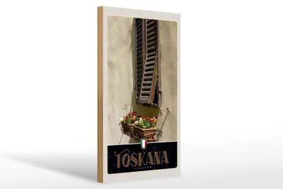 Produktbild von Holzschild Reise 20x30cm Toskana Italien Gebäude Blumen