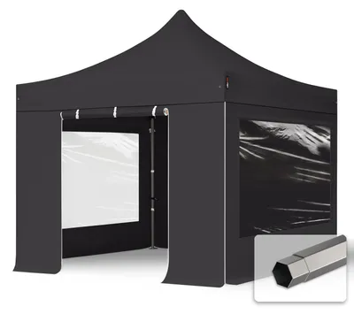 Produktbild von TOOLPORT 3x3m Stahl Faltpavillon, inkl. 4 Seitenteile, schwarz