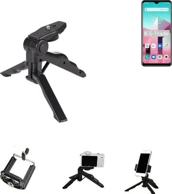 Produktbild von K-S-Trade Stativ Tisch-Ständer Dreibein Handy-Stativ Ständer kompatibel mit Blackview A80 Plus Mini-Stativ Smartphone Tripod Handy-Stativ aus
