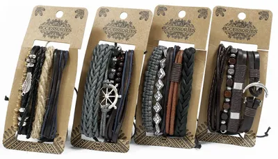 Imagen del producto de Pulsera de Hombre - Metal Y Cuero (color aleatorio)