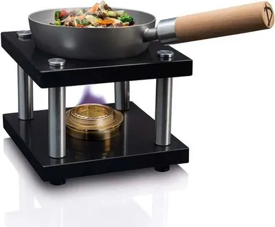 Produktbild von DeWok Kochsystem bis 2 Personen ohne Strom ohne Gas Zuhause Innenraum geeignet zum Grillen, Raclette, Fondue, Wokken, Tischwok gesund kochen Edelstahl