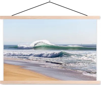 Produktbild von MuchoWow® Textilposter Strand - Wellen - Meer 120x80 cm mit holzfarbenen Rahmen - Aufhängeset