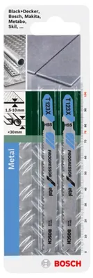 Zdjęcie produktu dla Bosch 2 609 256 735, Ostrze wyrzynarki, Aluminium, Rura, Profil, Blacha, Stal szybkotnąca (HHS), Niebieski, Stal nierdzewna, 7,6 cm, 10–21