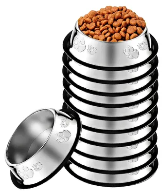 Produktbild von 10 Stück Edelstahl Hundenäpfe mit rutschfester Gummibasis für Haustiere