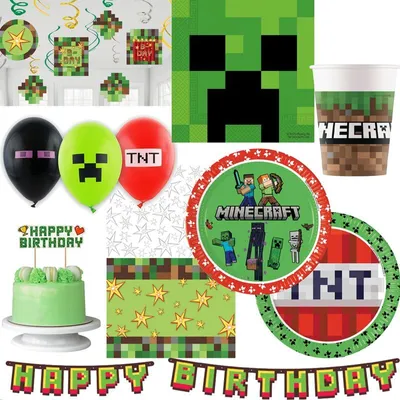Produktbild von Partyset Minecraft Kindergeburtstag Party Deko Geburtstag Dekoration
