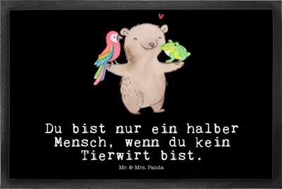 Produktbild von Mr. & Mrs. Panda Schmutzfangmatte Tierwirt Herz 50 x 75 cm - Schwarz - Geschenk, Bauernhof, Schmutzfänger, Farmer, abstreifer, Fußabtreter, fußmatte, Spruch, Fussmatte
