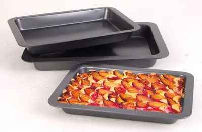 Produktbild von Kuchenblech 3er Set Kuchen Blech Backblech Küchenhelfer Küche backen Haushalt
