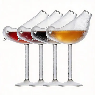 Produktbild von 4er-Set,Cocktailgläser Vogel-Design, 150 ml, kreative Trinkgläser, ideal für Saft, Martini, Tequila & Margarita, perfekt als Hochzeitsgeschenk