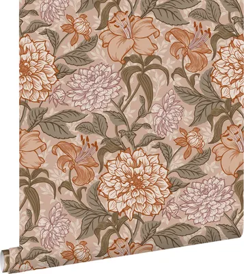 Zdjęcie produktu dla ESTAhome Tapeta zabytkowe kwiaty starego różu,szaro zielonymIterakoty różowej 53 cm x 10.05 m