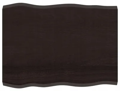 Produktbild von Massive Eichen-Tischplatte 80x60cm dunkelbraun Naturkante