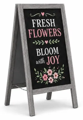 Produktbild von MG Design Kreidetafel Kundenstopper grau lackiert 60x120 cm - A-Frame Werbeaufsteller, beidseitig beschreibbar, klappbar, für Gastro & Events