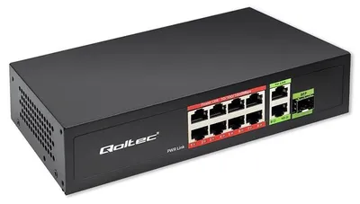 Produktbild von Qoltec SWITCH 8x RJ45 PoE 2x RJ45 Uplink 1x SFP