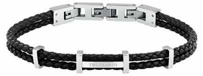 Image de Bracelet pour homme en cuir noir tressé T-Leather TJAXZ13