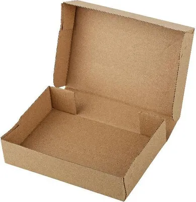 An open, empty cardboard box.