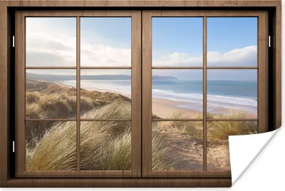 Produktbild von MuchoWow® Poster Durchblick - Strand - Holz 120x80 cm - Bilder