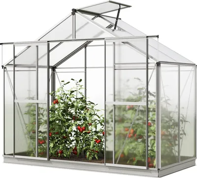 Produktbild von GFP skleník Orchidee 2 hliníkový rám 256 x 131 cm polykarbonátové desky - se základovým rámem a autom. otevíráním oken