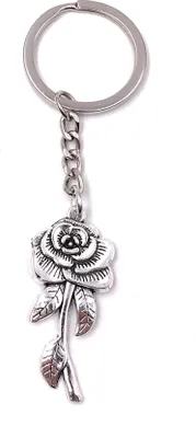 Produktbild von Onwomania Schlüsselanhänger Blume Tulpe Rose Metall Anhänger Charm