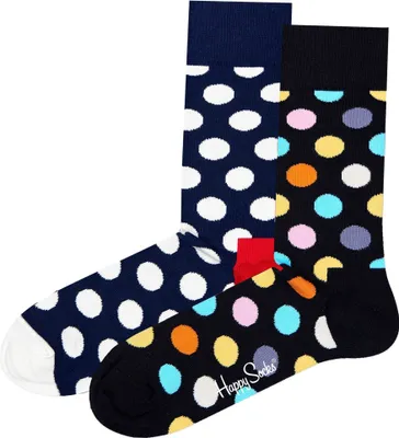 Produktbild von Happy Socks Uni Socken, 2er Pack - Classic Crew, Organic Baumwolle, Farbmix Big Dot 2 41-46