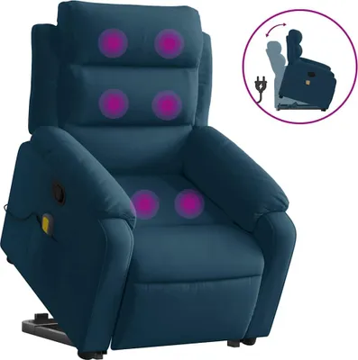 Produktbild von vidaXL Massagesessel mit Aufstehhilfe Blau Samt