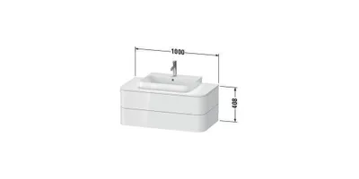 Produktbild von Waschtischunterbau HAPPY D.2 PLUS 1000x550mm 2 Schubk we s-matt o ES weiß supermatt ohne Einrichtungssystem
