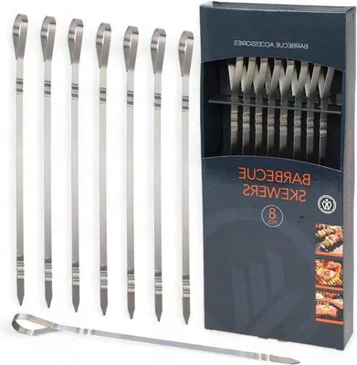 Immagine prodotto di Spiedini da barbecue in acciaio inossidabile da 40,5 cm, set da 8 pezzi per shashlik