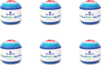 Image de 6 pelotes de DMC Révélation Glitter – fil multicolore à paillettes (couleur 501)