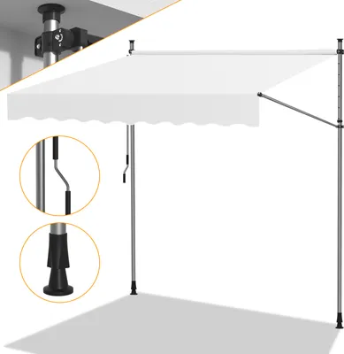Immagine prodotto di Tenda da sole a pinza Clanmacy Tenda da sole balcone resistente ai raggi UV impermeabile Crema 300cm
