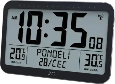 Obrázok produktu pre Rádiom riadené digitálne hodiny s budíkom JVD RB9385, 36 cm